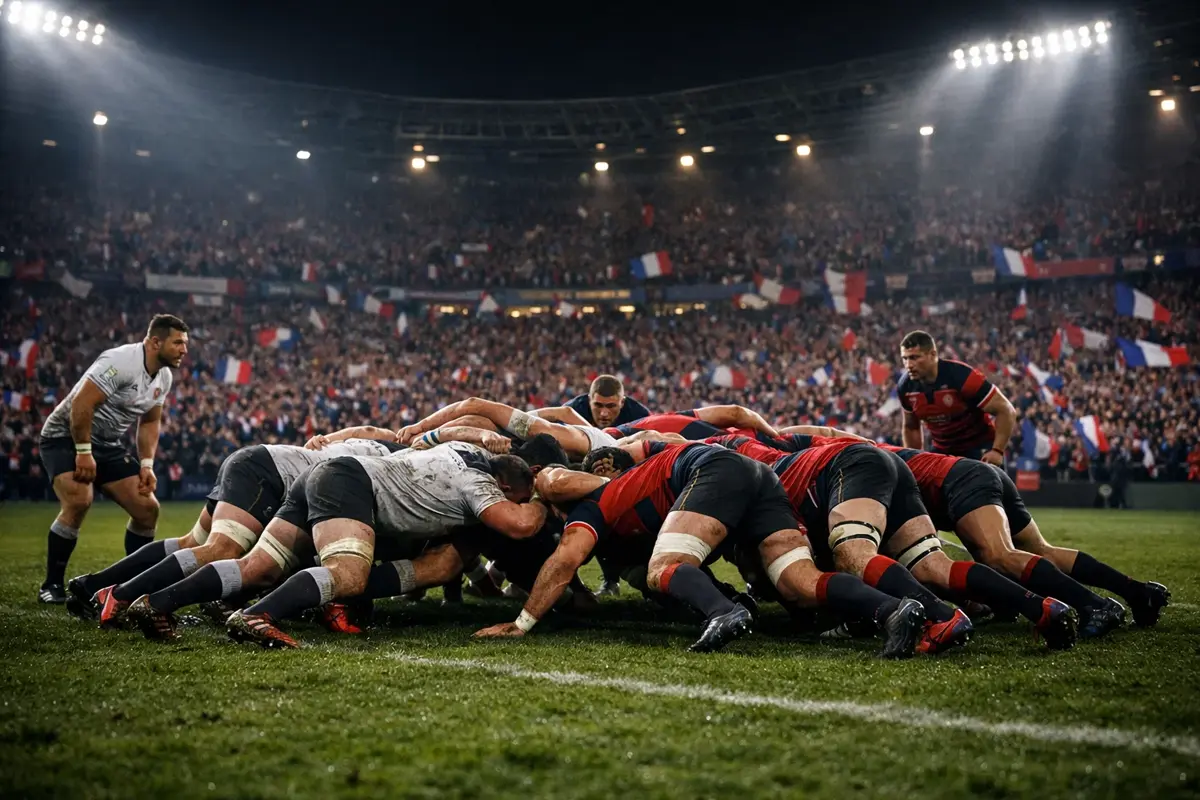 Match de rugby du Top 14 dans un stade français